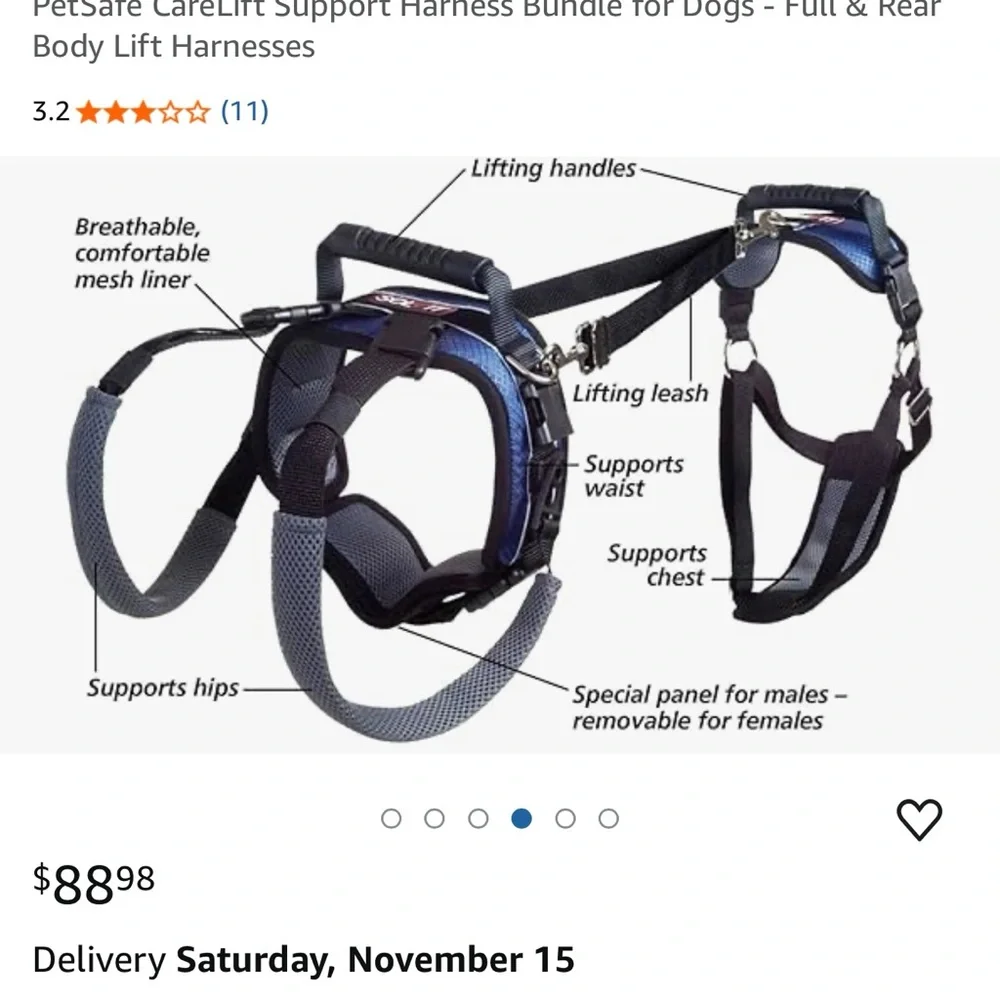 PetSafe CareLift Full Body Lifting Harness Large‎ 70-130lbs Dog Mobility NIB .